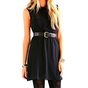 Petite M sheer w/slip, lace collar babydoll dress